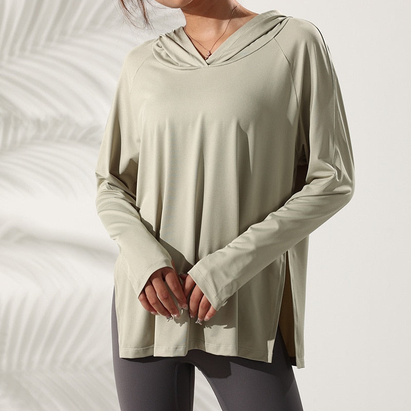Hooded Breathable Quick-dry Long Sleeved Yoga shirt